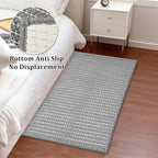 Grey Bathroom Rugs,24"x36"Non Slip Braided Vintage Bath Mat for Bathroom Floor Washable Boho Luxury Bath Rug for Tub Soft Absorbent Shower Sink Mat