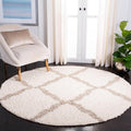 SAFAVIEH Dallas Shag Collection Area Rug - 10' Round, Ivory & Beige, Trellis Design, Non-Shedding & Easy Care, 1.5-inch Thick Ideal for High Traffic Areas in Living Room, Bedroom (SGD257B)