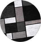 Rugshop Contemporary Modern Boxes for Home Office,Entryway,Living Room,Bedroom,Kitchen Non Shedding Round Area Rug 8' Gray