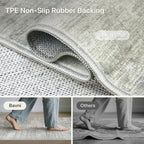 Bavni Washable Rug, Soft Abstract Rugs Non-Slip, Thin Foldable 3x5 Rug, Modern Stain Resistant Area Rug for Living Room, Kitchen, Bedroom, White/Grey