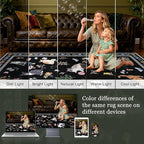 5x7 Area Rugs Living Room Rug: Vintage Washable Rug Floral Soft Carpet Indoor Floor Non-Slip Boho Stain Resistant Large Carpets for Bedroom Kids Nursery Dining Room Farmhouse Home Office Black/C01