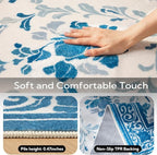 SOULFUL Medium Pile 3x5 Area Rug - Soft Underfoot Small Entryway Rug - Blue Boho Floral - Washable Non-Slip - Perfect for Living Room Bedroom Foot Kids Room Reading Nook