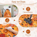 U'Artlines 2'6" x 8' Fall Boho Runner Rug for Hallways Kitchen Colorful Floral Soft Non Slip Washable Floor Carpet Runners for Entryway Laundry Room Bathroom Orange