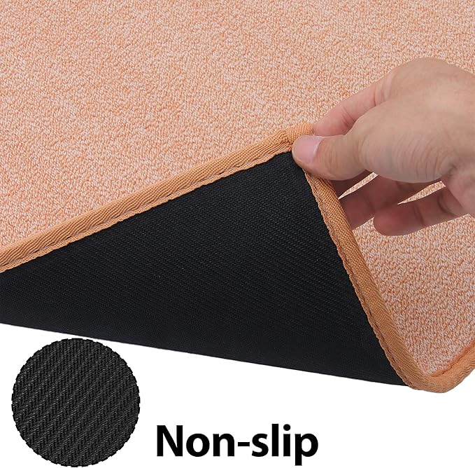 Area Rug with Non Slip Rubber Backing, Washable Soft Floor Carpet for Living Room, Kitchen, Entryway Indoor, Bedroom, Laundry, Low Pile Area Rugs, Solid Color with Pointillism Style (Camel, 3' * 5')