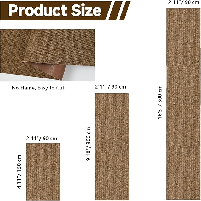jxgzyy Extra Long Hallway Runner Rug, 3x16 Foot Commercial Carpet Runner, Non-Slip Entrance Floor Mat for Narrow Halls, Stairs, and Entryways, Coffee