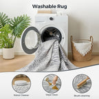 WITSHOCK 6x8 Washable Rug for Living Room,Modern Floral Distress Print Pattern Area Rugs,Stain Resistant with Non Slip Backing Carpet for Dining Room,Bedroom & Home Decor,Grey White