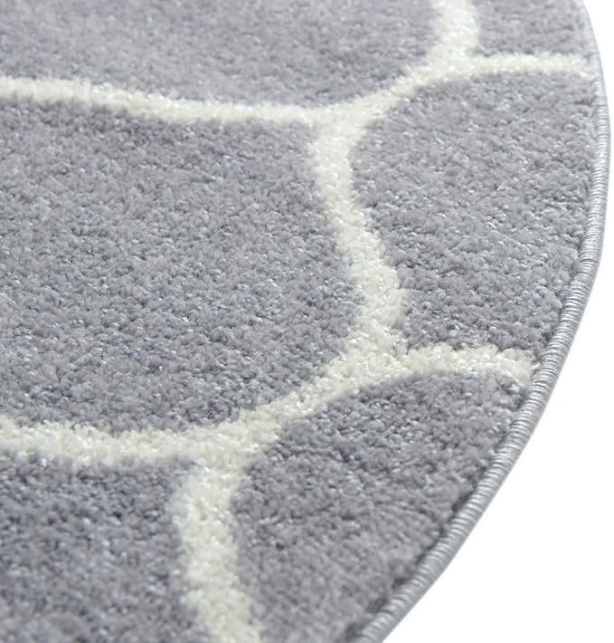 Rugs.com Lattice Frieze Collection Rug – 5' x 8' Oval Light Gray Medium Rug Perfect for Living Rooms, Large Dining Rooms, Open Floorplans