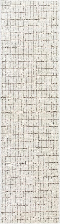 Livabliss x Our PNW Home Cascade Minimalist Striped Area Rug, 2'7" x 12', Ivory/Light Brown