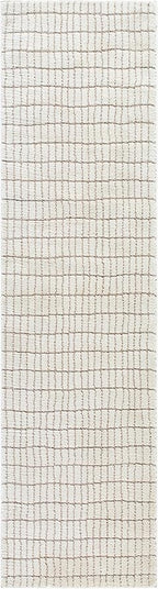 Livabliss x Our PNW Home Cascade Minimalist Striped Area Rug, 2'7" x 12', Ivory/Light Brown