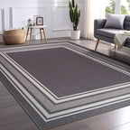 Beverly Rug Non Slip Area Rugs 3x5 Modern Bordered Non Skid Rubber Backing Soft Area Rug for Living Dining Room Easy to Clean Non Shedding Kitchen Bedroom Indoor Carpet 3 x 5 Gray