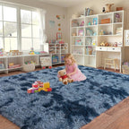 Upgrade Non-Slip Plush Rugs for Living Room, Soft Shaggy Carpets for Living Room, Fuzzy Rugs for Kids' Room, Perfect Decor for Modern Home New Blue Grey 6x9Feet