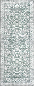 Vintage Floral 2x6 Runner Rug, Sage Green White Washable Kitchen Runner Rug Non-Slip Hallway Rug Runner Thin Printed Faux Wool Super Soft Carpet for Entryway Bedroom Laundry Room Indoor