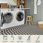 Lahome Striped Easy Jute Washable Runner Rug, Carpet Runners for Hallway 8ft Non Slip Kitchen Entryway Runner, Farmhouse Neutral Non Shedding Indoor Outdoor Carpet for Foyer Laundry Room