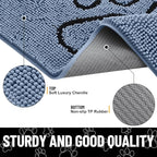 Smiry Dog Door Mat for Muddy Paws, Absorbent Dirt Trapper Non Slip Quick Dry Washable Chenille Mat for Mud Dogs, Entry Rug for Indoor and Outdoor (40x32 Inches, Airy Blue and Black)