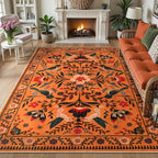 Moynesa Washable 8x10 Area Rugs for Living Room Bedroom Dining Room, Bohemian Scandinavian Modern Country Aesthetic Floral Bird Medallion Carpet, Fall Home Decor Open Floor Areas Protection Non-Slip