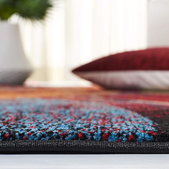 SAFAVIEH Glacier Collection Runner Rug - 2'3" x 6', Red & Green, Modern Abstract Design, Non-Shedding & Easy Care, Ideal for High Traffic Areas in Living Room, Bedroom (GLA126Q)