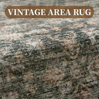 MontVoo-Vintage Area Rug 5X7 Green Rugs for Living Room-Soft Distressed Printed Rugs for Bedroom-Non Slip Carpet-Machine Washable Rug for Dining Room Living Room Bedside Office