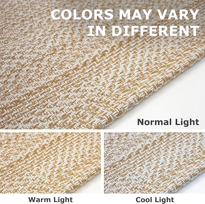 IOHOUZE Washable Exrea Long Hallway Runner Rug 3x16 Non Slip Rubber Backed Kitchen Runner Entryway Runner Indoor, Woven Rug Carpet for Kitchen Hall Entryway Stair, Warm Beige/Orange/Apricot
