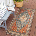COMSLE Boho Area Rug, 2' x 4' Machine Washable Rugs for Entryway Faux Wool Small Rugs Distressed Throw Rug Non-Slip Floor Carpet for Indoor Bedroom Kitchen Living Room