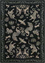Moynesa Vintage Animal Washable Area Rugs 5x7, Retro Black Gold Area Rug for Bedroom Living Room Dining Room Office Study, Low Pile Soft Non-Slip Lightweight Carpets for Home Decor
