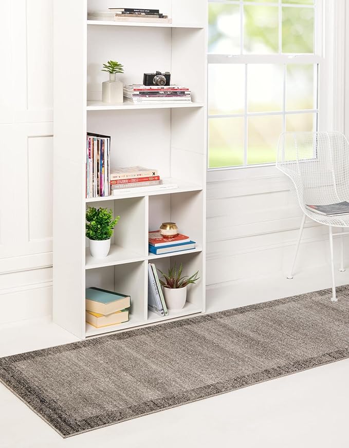 Rugs.com Angelica Collection Rug – 6 Ft Runner Light Gray Medium Rug Perfect for Hallways, Entryways