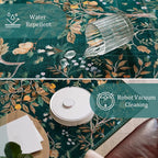 Morebes Boho Living Room Rug 8x10, Washable Kids Playroom Area Rug Non Slip, Soft Large Botanical Flower Indoor Floor Throw Carpet for Bedroom Nursery Dining Room, Dark Green