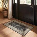 RUGGABLE Washable Vintage Area Rug – Verena Dark Wood 4x6, Stain-Resistant, Non-Slip – Medium Machine Washable Rugs for Living Room, Bedroom, Hallway, Entryway & Office–with Standard Pad