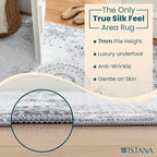 Istana Hallway Runner Rug 2.5x8 - Grey/Gold Kitchen Rugs Non Slip Washable -Silk's Soft Touch Carpet Runner - Stylish Rugs for Home