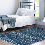 Lahome Moroccan Blue Area Rug 5x7 Machine Washable Non-Slip Throw Living Room Rugs Ultra-Thin Stain Resistant Soft Rug for Bedroom, Geometric Print Modren Carpet Rug for Dining Room Office Entryway