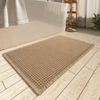 AMOAMI Upgraded Waffle Bath Mat, Super Absorbent Non Slip Bath Mats for Bathroom Floor, Machine Washable Bathroom Rugs with Tassels, Rubber Backed Bathroom Mats, Ultra Soft, 20" x 32", Brown