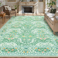 Lahome Floral Washable Rugs 8x10, Soft 8x10 Area Rugs for Living Room Bedroom, Boho Non-Slip Green Forest Design Large Throw Carpet for Farmhouse Dining Room Office, Sage Green