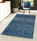 Lahome Moroccan Blue 3x5 Non-Slip Washable Soft Rug for Bedroom Floor Throw, Geometric Print Distressed Indoor Modern Rug for Entryway, Dining Room, Bathroom