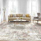 10x13 Area Rug Living Room: Washable Large Abstract Modern Soft Rugs Stain Resistant Indoor Floor Non Slip Accent Carpet for Bedroom Nursery Playroom Office Dining Room Dorm Home Decor- Brown