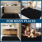 OLANLY Dog Door Mat for Muddy Paws 59x20, Absorbs Moisture and Dirt, Absorbent Non-Slip Washable Doormat, Quick Dry Chenille Mud Mat for Dogs, Entry Indoor Entryway Carpet for Inside Floor, Black