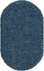 Unique Loom Davos Shag Collection Area Rug - Solid (3' 3" x 5' 3" Oval, Marine Blue)