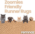 11ft Custom Hallway Rug - Gold Tan | Non-Slip Rubber Backed | Washable & Pet Friendly | Edge Bound