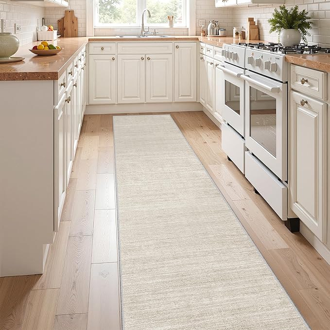 Valenrug Washable Rugs 2x10 - Stain Resistant 2x10 Area Rugs for Living Room, Non Slip Backing Large Area Rugs for Bedroom, Folable Machine Washable Area Rug (2'x10', Beige)