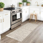 KUTA Boho Hallway Runner Rug 2x5 ft Moroccan Washable Non-Slip Vintage Beige Kitchen Rugs Ultra Soft Distressed Geometric Floor Carpet Runners for Bedroom Laundry Living Room