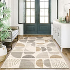 MUJOO Boho Rug Washable,3x5 Area Rugs for Bedroom Entryway Living Room Bedside,Small Throw Floor Carpet Non Slip Soft Indoor Modern Abstract Bohemian Neutral Beige