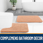 OLANLY Toilet Rugs U-Shaped 24x20, Extra Soft Absorbent Chenille Contour Bathroom Rugs for Toilet, Dry Quickly, Machine Washable, Non-Slip Bath Mat, Peach