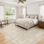 6x9 Area Rugs Living Room: Washable Large Vintage Rug Neutral Non-Slip Soft Stain Resistant Indoor Carpet for Bedroom Nursery Dining Room Under Table Bed Home House Office Playroom - Brown