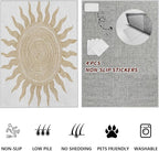 Boho Washable Rugs for Bedroom 6x8, Modern Sun Print Soft Minimalism Area Rug, Non Slip Low Pile Abstract Carpet for Classroom Living Room Decor Dining Room Sofa Kids Nursery Room, Beige Yellow