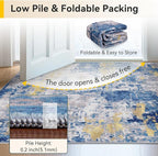 Washable Area Rugs 2'x3' Non-Slip Modern Abstract Soft for Living Room Entryway Bedroom Nursery, Print Pattern, Grey Blue Gold/Golden