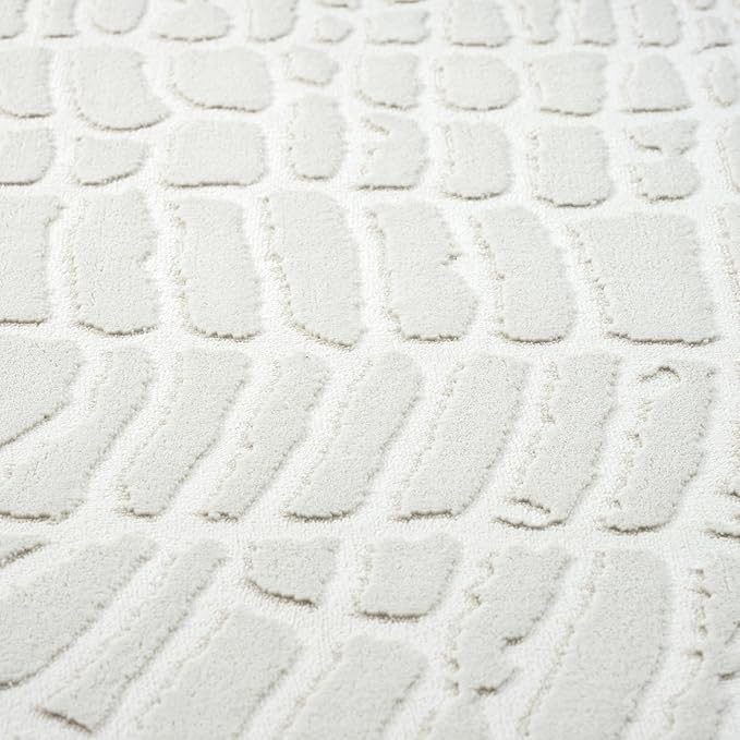 Abani Cream Area Rug for Living Room, Bedroom - Pebble Pattern - 5 x 8 - Durable & Easy to Clean