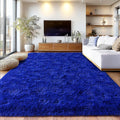 Extra Large 9x12 Feet Fuzzy Rug Blue Fluffy Rug for Living Room, Big Plush Non-Skid Shag Carpet, Soft Shaggy Rugs for Bedroom Indoor Modern Home Decor