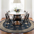 RUGGABLE Washable Vintage Area Rug – Verena Sapphire 6 ft Round, Stain-Resistant, Non-Slip – Medium Machine Washable Rugs for Living Room, Bedroom, Hallway, Entryway & Office–with Cushioned Pad