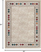 Antep Rugs Alfombras Modern Bordered 3x5 Non-Skid (Non-Slip) Low Profile Pile Rubber Backing Indoor Area Rugs (Beige, 3' x 5')
