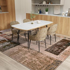 LOCHAS Rug for Living Room 6x9, Washable Soft Area Rugs for Bedroom, Abstract Carpet for Office Kids Dining Room Nursery Floor, Brown Pink Geometric Vintage Home Decor, Non Slip, Pet Child Friendly