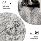Grey Toilet Rug 22x24 Non Slip Fluffy Toilet Floor Mat U Shaped Washable Bathroom Contour Rug for Toilet Absorbent Thick Toilet Carpet