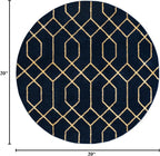 Unique Loom Glam Collection Area Rug - Trellis (3' 3' Round, Navy Blue Gold/ Gold)